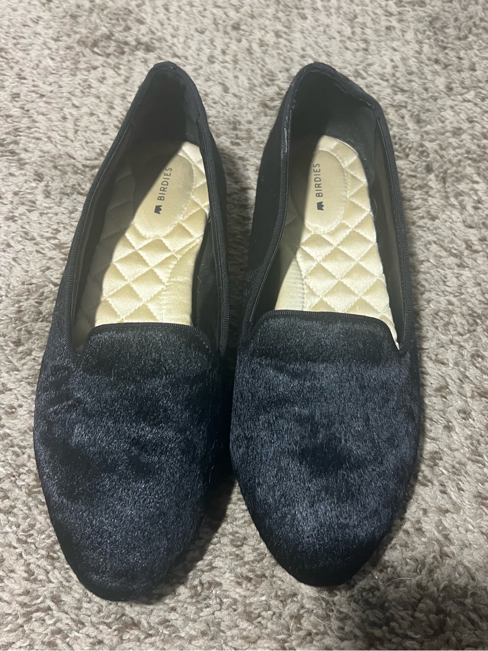Women’s Birdies Blackbird Calf Hair Black Loafers Flats Size 8.5